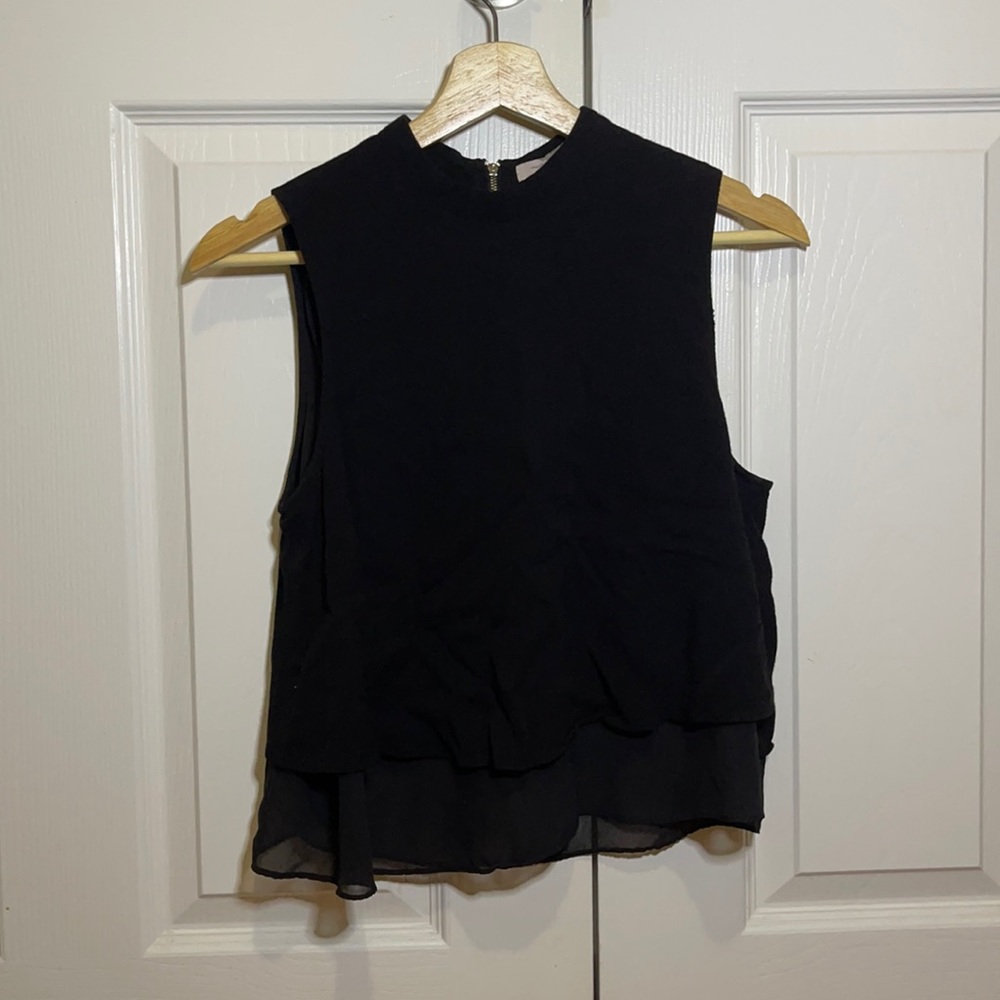 Black mock neck crop top